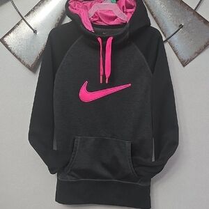 Nike Black and Pink Hoodie